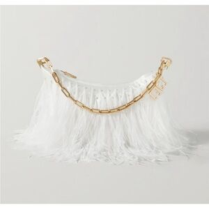 Cult Gaia Ivory Feather Bag with Gold Chain